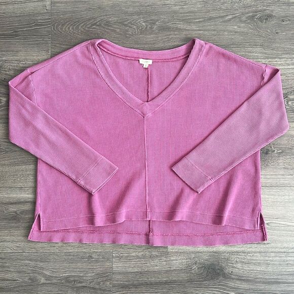PILCRO Moira Waffle Knit Sweater Medium Oversized Slouchy Faded Pink Purple Boho - Picture 1 of 9